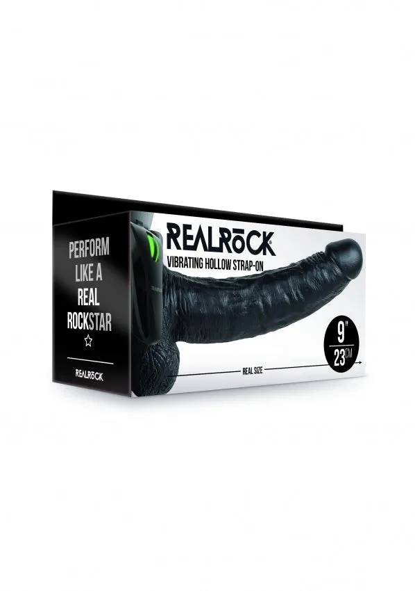 Shots Toys Female Sex Toys RealRock Vibrating Hollow StrapOn with Balls 9 Black Shots Toys Female Sex Toys RealRock Vibrating Hollow StrapOn with Balls 9 Black